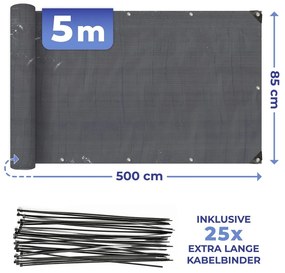 Čierna plastová balkónová zástena 500x85 cm – Maximex