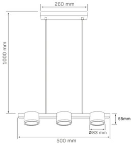 LED Luster na lanku MIRELLA 3xGX53/6W/230V čierna
