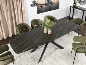 Jedálenský stôl Denzel (čierny mramor + čierna). Akcia -20%. Vlastná spoľahlivá doprava až k Vám domov. 1111750