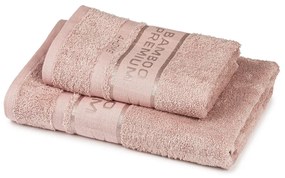 4Home Sada Bamboo Premium osuška a uterák ružová, 70 x 140 cm, 50 x 100 cm
