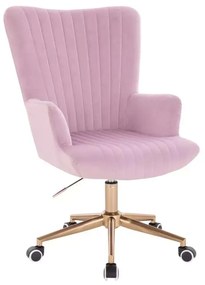 LuxuryForm DESIGN Kreslo AMADEO VELUR na zlatej podstave s kolieskami - levanduľa