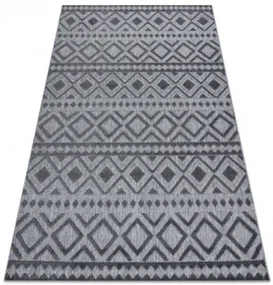 Koberec SOLE D3852 Boho, romby - ploské tkanie sivý