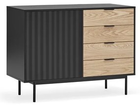 Nízka komoda v dekore duba v čierno-prírodnej farbe 108x80 cm Sierra – Teulat