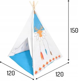 EcoToys Detský indiánsky stan - modrý