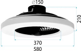Toolight Toolight, LED stropné svietidlo s ventilátorom APP1552-C, čierna-biela, OSW-05181