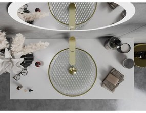 Mexen Aura, sklenené umývadlo na dosku, 39 x 39 cm, číra-zlatá, 24013905