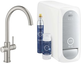 GROHE Blue Home páková drezová batéria Duo s chladiacim zariadením a filtráciou, výška výtoku 285 mm, Supersteel, 31455DC1