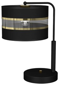 Stolná lampa Ultimo, 1x čierne/zlaté textilné tienidlo, b