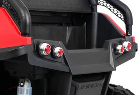 Ramiz Mercedes Benz Unimog elektrické autíčko pre deti červené + pohon 4x4 + diaľkové ovládanie + nosič batožiny + pomalý štart + MP3 + LED