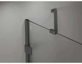 Mexen Lunar, päťuholníkový sprchový kút naklápací doľava 90 x 80 cm, 8mm číre sklo, profil grafit brúsený, 831-090L-080P-66-00-L