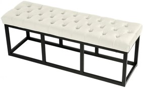 Lavica Polson - zamat, čierny rám 120 cm - Krémová