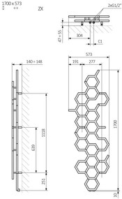 Terma Hex 1700x573 vodný radiátor Soft 3028 ZX