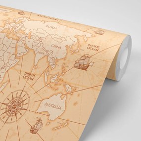 Samolepiaca tapeta mapa sveta s loďkami