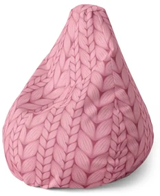 Sablio Sedací vak Pear Ružové pletenie - 70 x 95 x 15 cm