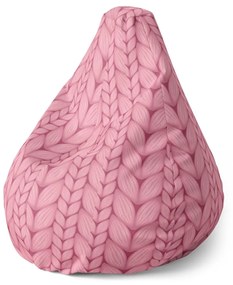 Sablio Sedací vak Pear Ružové pletenie - 70 x 95 x 15 cm