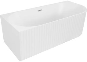 Mexen Gia, voľne stojaca rohová vaňa, drážkovaná, ľavá, 170 x 80 cm, biela matná, chrómový prepad, 52701708001L-01