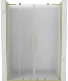 Mexen Velar L Duo, posuvné sprchové dvere do otvoru 140 cm, 8mm sklo námraza, zlatá matná, 871-140-003-32-55