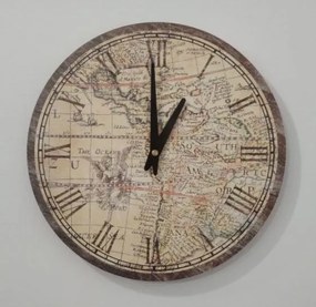 Vintage nástenné hodiny Mapa, priemer 30 cm