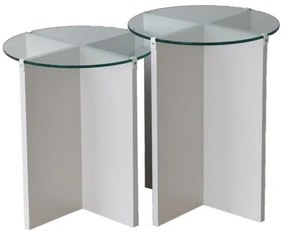 SADA 2x Odkladací stolík LILY pr. 40 cm biela/číra