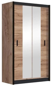 Šatní skriňa MIRO 120x215 cm dub craft s zrkadlom čierna
