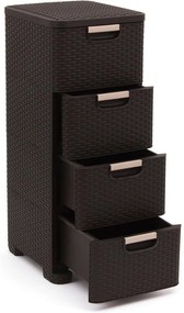 Tmavohnedá plastová vysoká kúpeľňová skrinka 33x79 cm Rattan – Curver