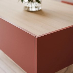 KONFERENČNÝ STOLÍK LUCCA CERAMIC RED / DUB LINEA 97 cm