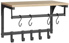 Nástenný vešiak s poličkou OSKAR LCR103B11 čierny / hnedý