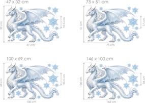 Ľadový drak Frozen textilní prelepiteľná nálepka na stenu hárok 47 x 32 cm