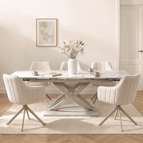 Vintino Rozkladací stôl RONNY 160–240 cm Biely mramor / kašmír
