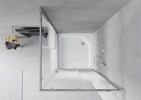 Mexen Rio štvorcový sprchový kút 90 x 90 cm, biele pruhy, chróm + sprchová vanička, biela - 860-090-090-01-20-4510