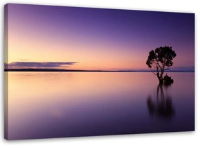 Obraz na plátně Přírodní strom Fialové jezero - 120x80 cm