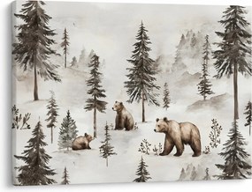 Obraz - Les s medveďmi (70x50 cm)