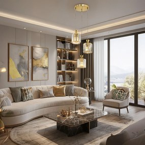 Toolight Toolight, závesné svietidlo 3xE27, EBT026-3CP, zlatá, OSW-01226