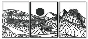 drevko 3-dielny lineart obraz Hory a slnko Rozmer obrazu: 52 x 120 cm, Farba dekorácie: Čierna