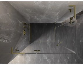 Mexen Lunar, L Duo výklopný sprchový kút 110 x 100 cm, 8mm číre sklo, zlatý matný profil, 834L-110L-100P-55-00