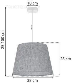 Závesné svietidlo Len, 1x šedé textilné tienidlo, (fi 38 cm), w