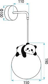 Toolight Toolight, nástenné svietidlo PANDA G163-1W, čierna-biela, OSW-07803