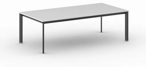 Kancelársky stôl PRIMO INVITATION, čierna podnož, 2400 x 1200 mm, biela