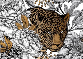 Obraz - Leopard medzi kvetmi (70x50 cm)
