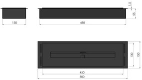 InFire - Vstavaný BIO krb 5,5x50 cm 3kW čierna