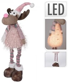 Vianočný sob s LED – ružový 45 cm