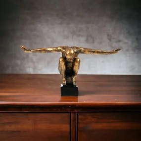 Dekorácia na stôl 25x41x20 cm živica/zlatá patina