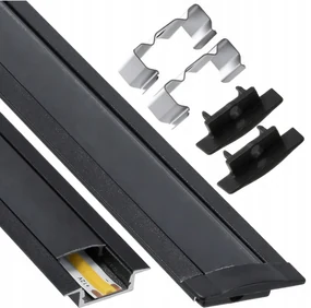 BERGE LED hliníkový profil zapustený 1m čierny - sada