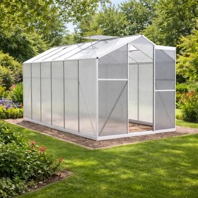 Skleník so základňou BestBerg BBGH‑1206S / 7,05 m² / 371 × 190 × 206 cm / strieborná