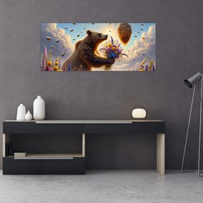 Obraz - Medveď a včielky (120x50 cm)