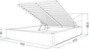 GM Čalúnená manželská posteľ s úložným priestorom Gabina - sivá Rozmer: 160x200