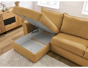 Žltá menčestrová rozkladacia rohová pohovka (variabilná) Augustin – Bobochic Paris