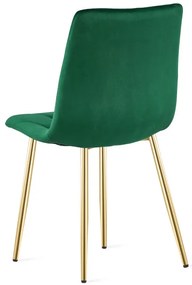 Set dvoch jedálenských stoličiek LIBRA zamatové, tmavozelené / zlaté nohy (2 ks)