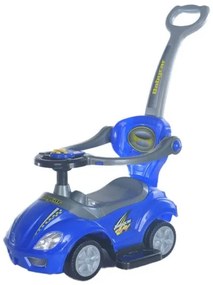 BABY MIX Detské odrážadlo s vodiacou tyčou 3v1 Baby Mix Mega Car modré