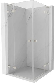 Mexen Lunar, L Duo výklopný sprchový kút 70 x 70 cm, 8mm číre sklo, oceľový profil, 834L-070L-070P-97-00